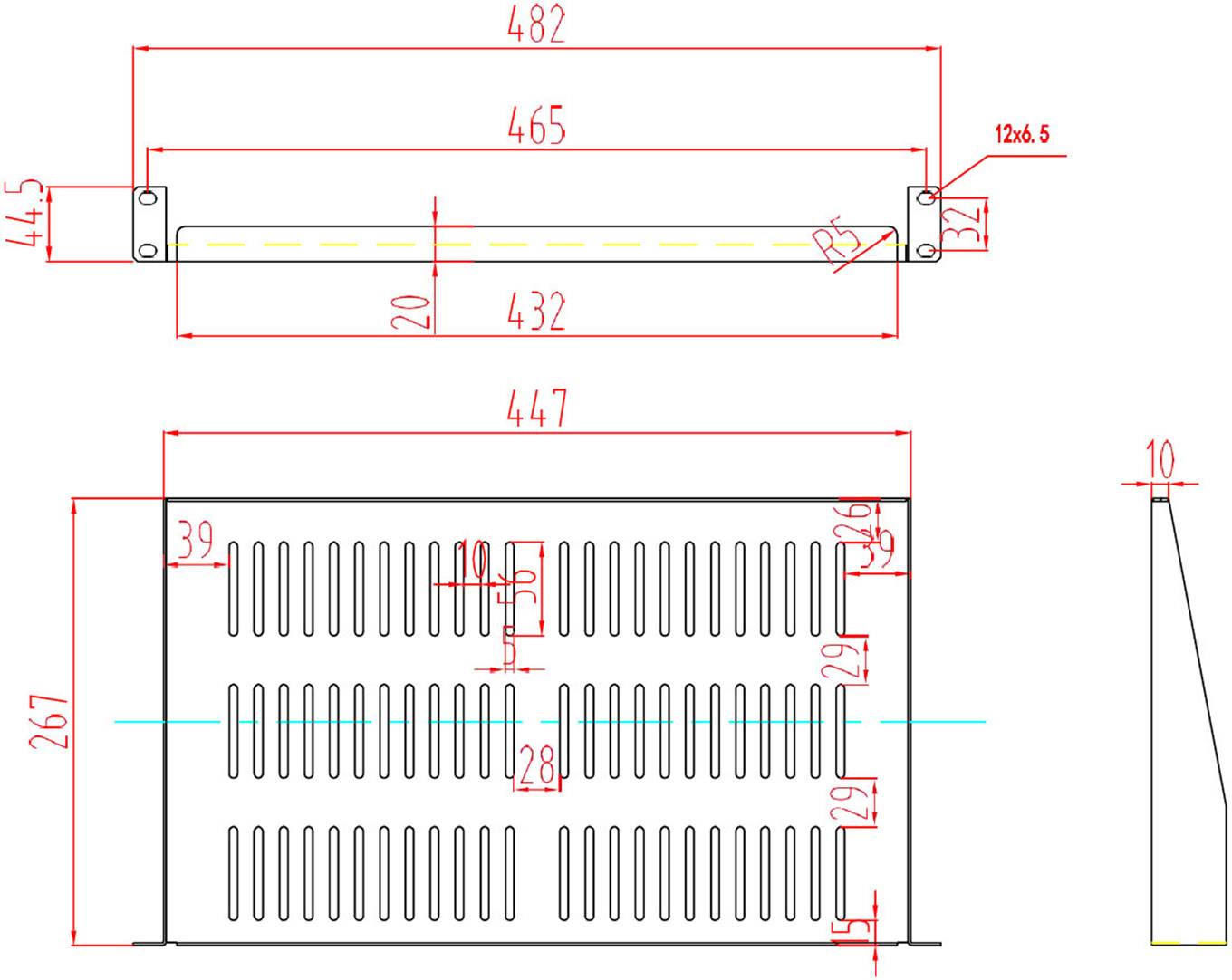 Renkforce RF-3434504 19 Zoll Netzwerkschrank-Geräteboden 1 HE Geeignet für Schranktiefe: ab 300mm Schwarz