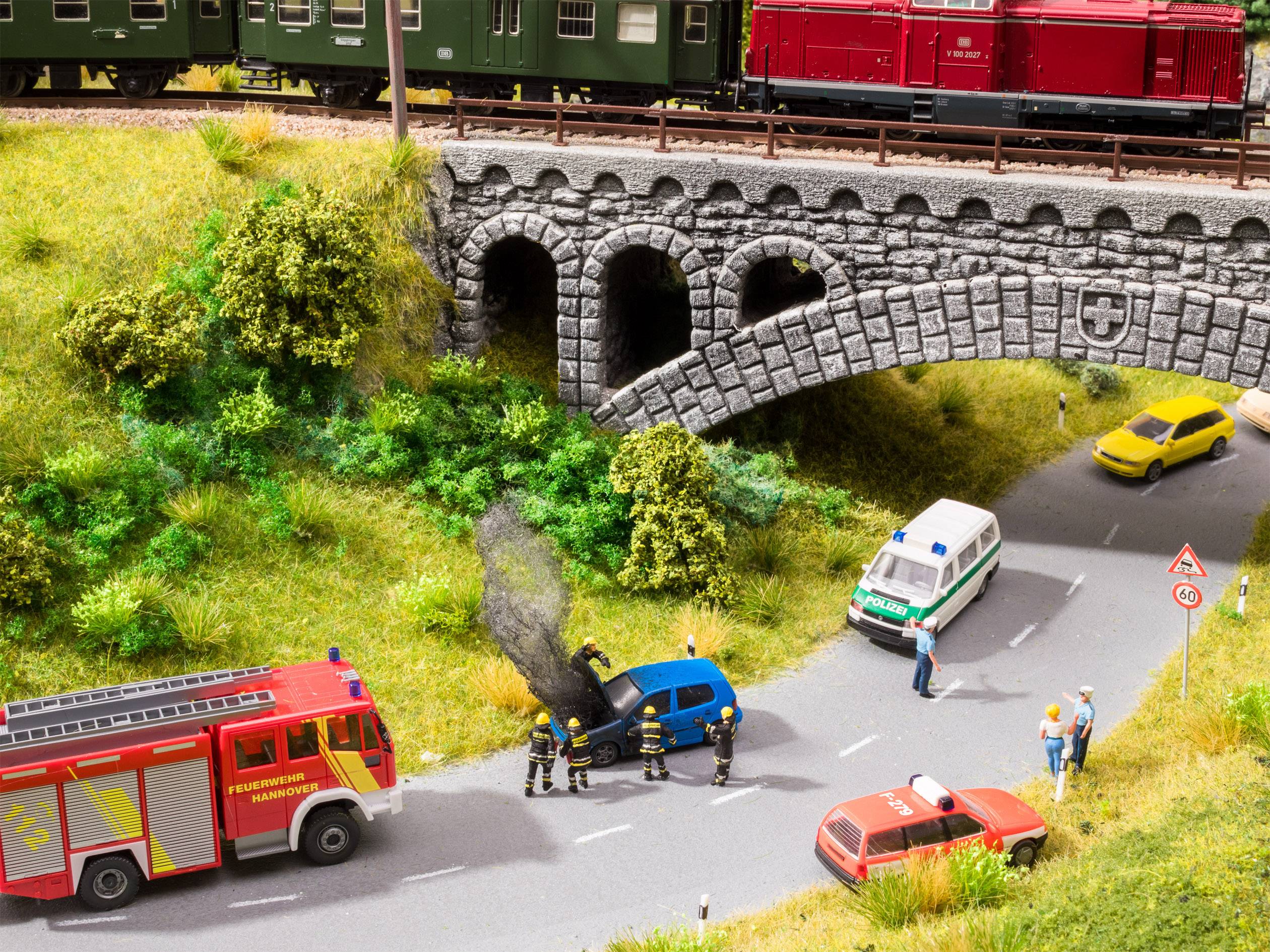 NOCH H0 Feuerwehreinsatz Fertigbaustein, Sound-Szene