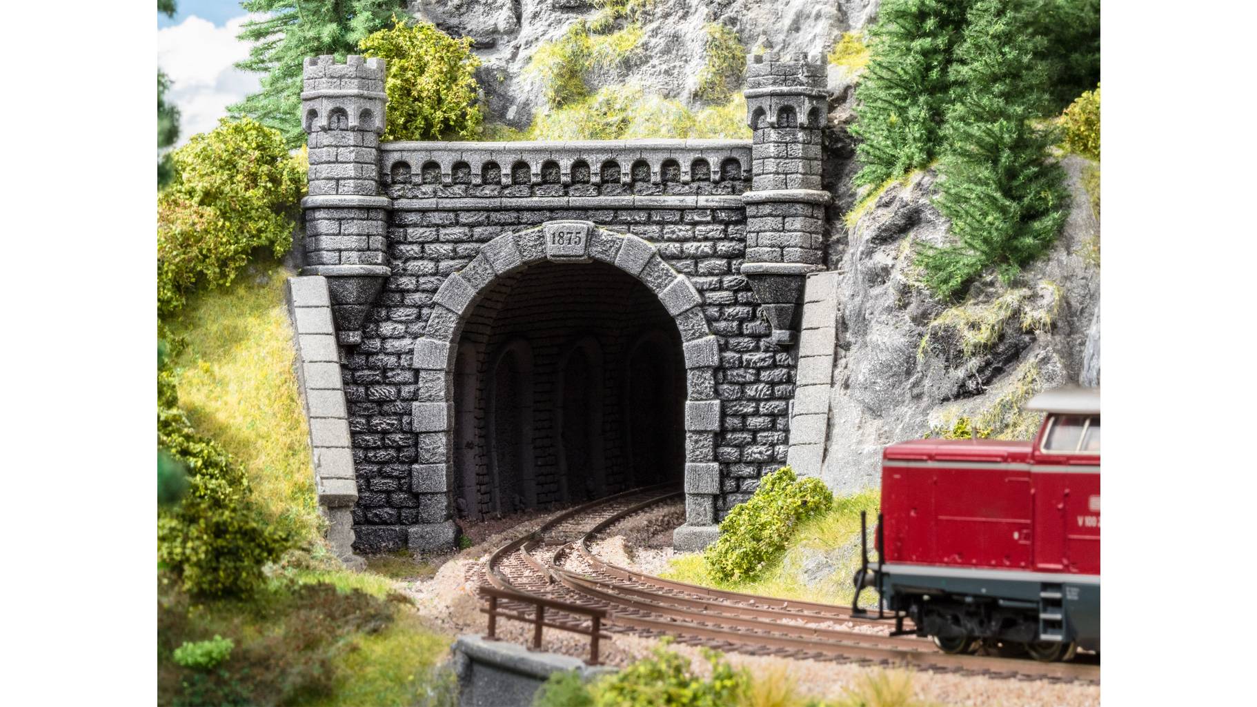 NOCH 58042 H0 Tunnel-Portal 2gleisig - Hartschaum Fertigmodell Für Modelleisenbahn