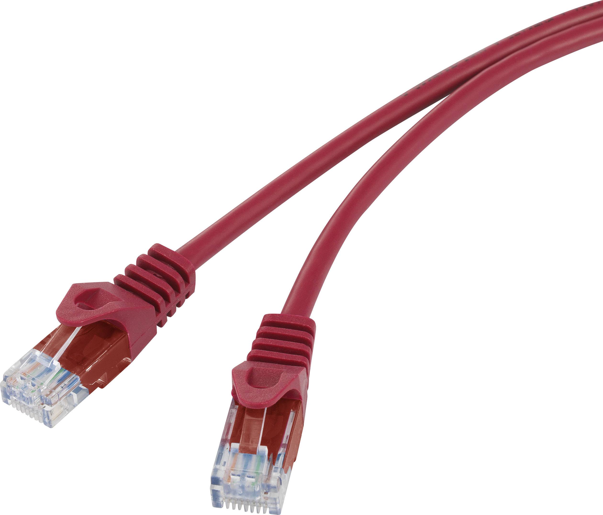 Basetech BT-1717479 RJ45 Netzwerkkabel, Patchkabel CAT 5e U/UTP 0.50m Rot mit Rastnasenschutz 1St.