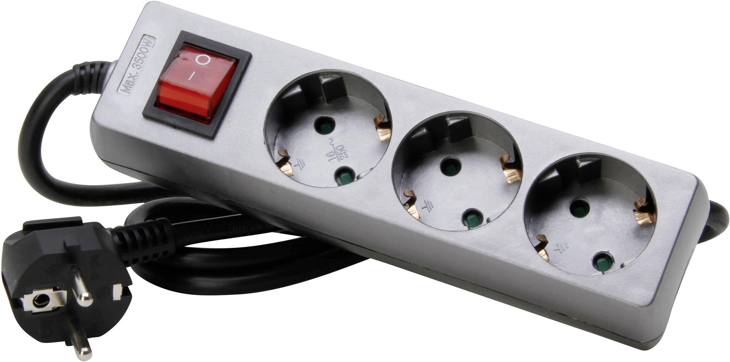 Kopp 129743008 Steckdosenleiste mit Schalter 3fach Titan Schutzkontakt 1St.