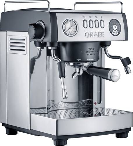 Graef ES902EU Espressomaschine mit Siebträger Edelstahl, Schwarz 2515W mit Milchaufschäumdüse  - Onlineshop Voelkner
