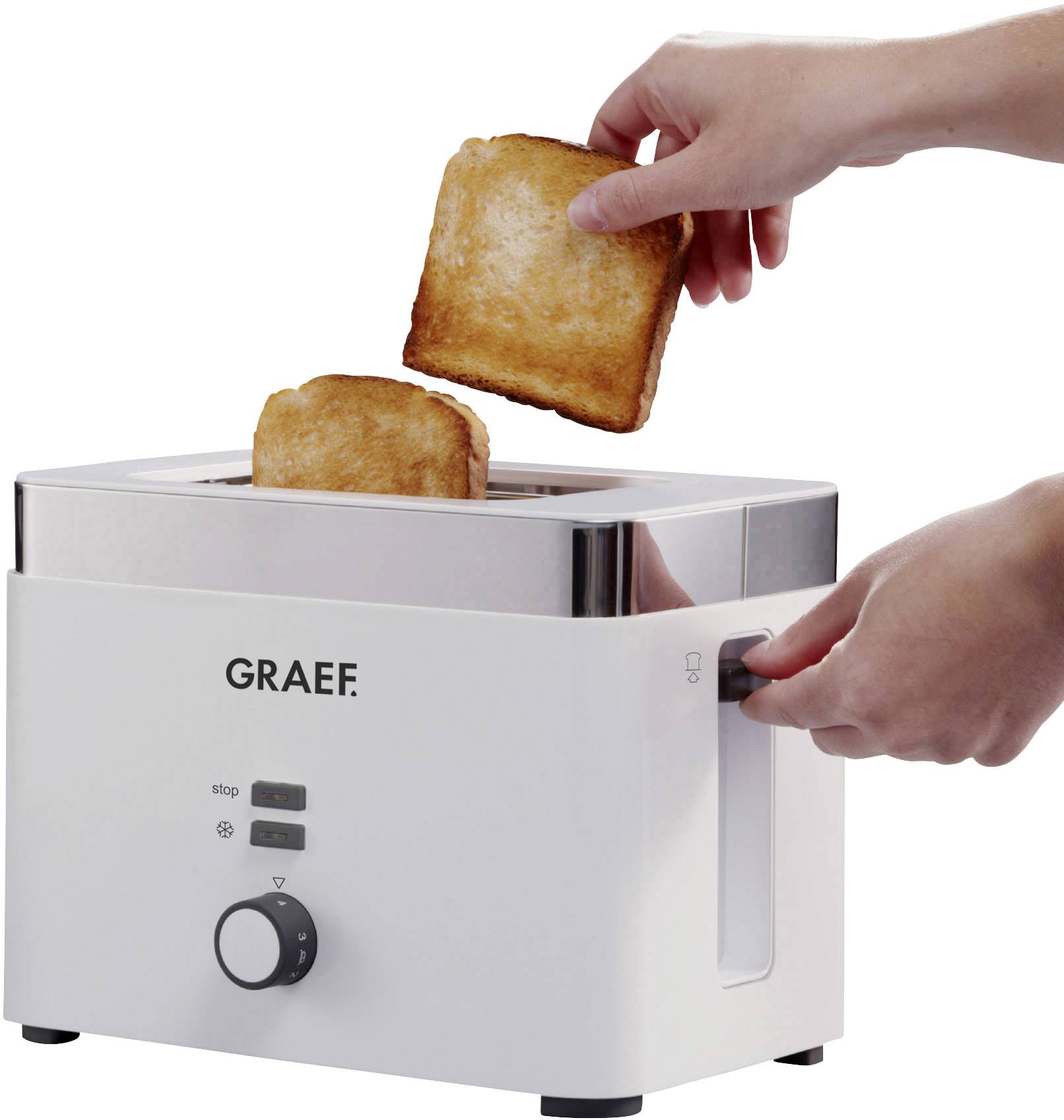 Graef TO61EU Toaster mit Brötchenaufsatz Weiß, Edelstahl