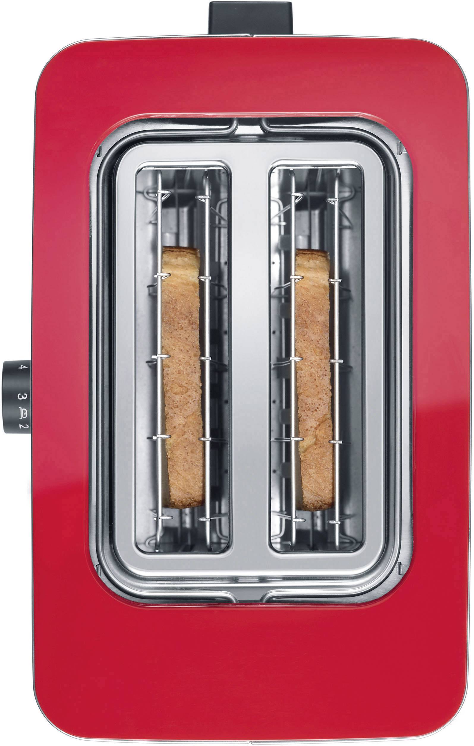 Graef TO63EU Toaster mit Brötchenaufsatz Rot, Edelstahl