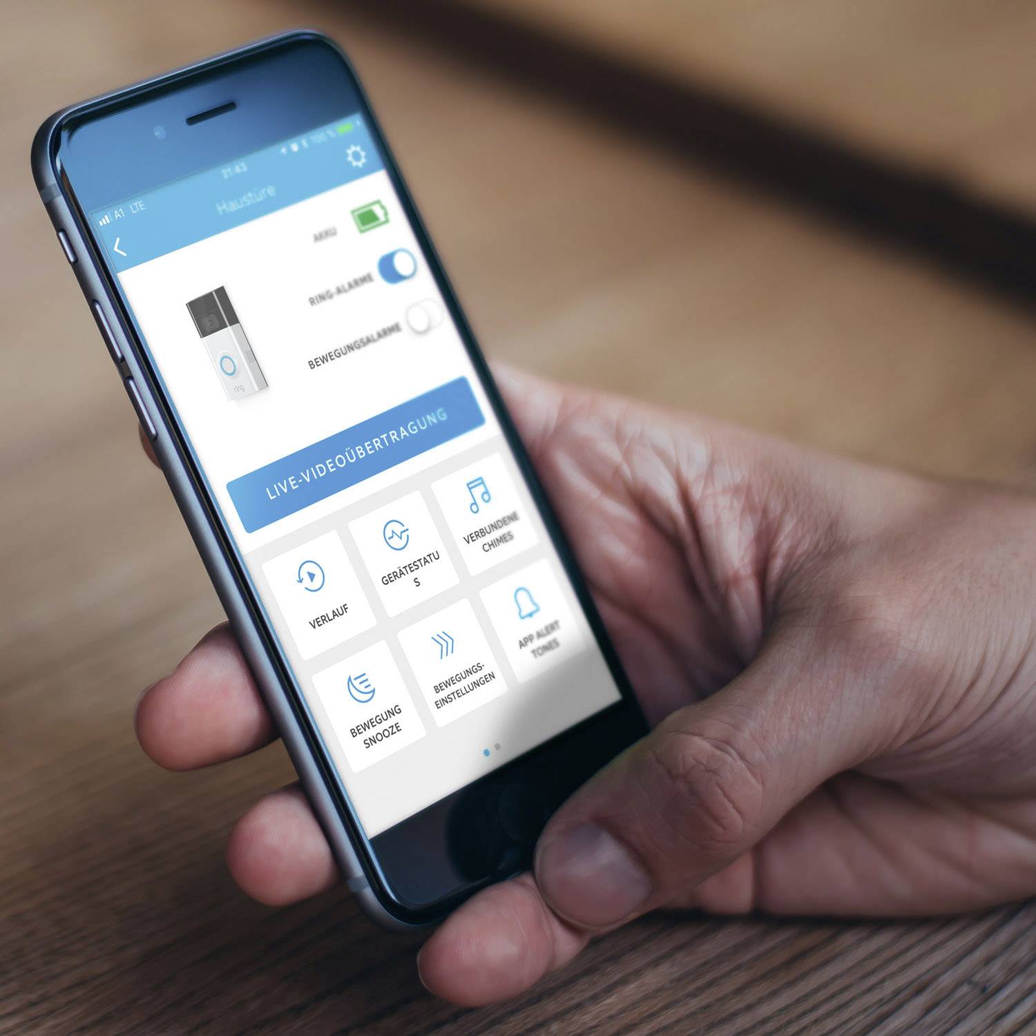 ring 8VR1S5-SEU0 IP-Video-Türsprechanlage  WLAN Außeneinheit 1 Familienhaus Satin-Nickel
