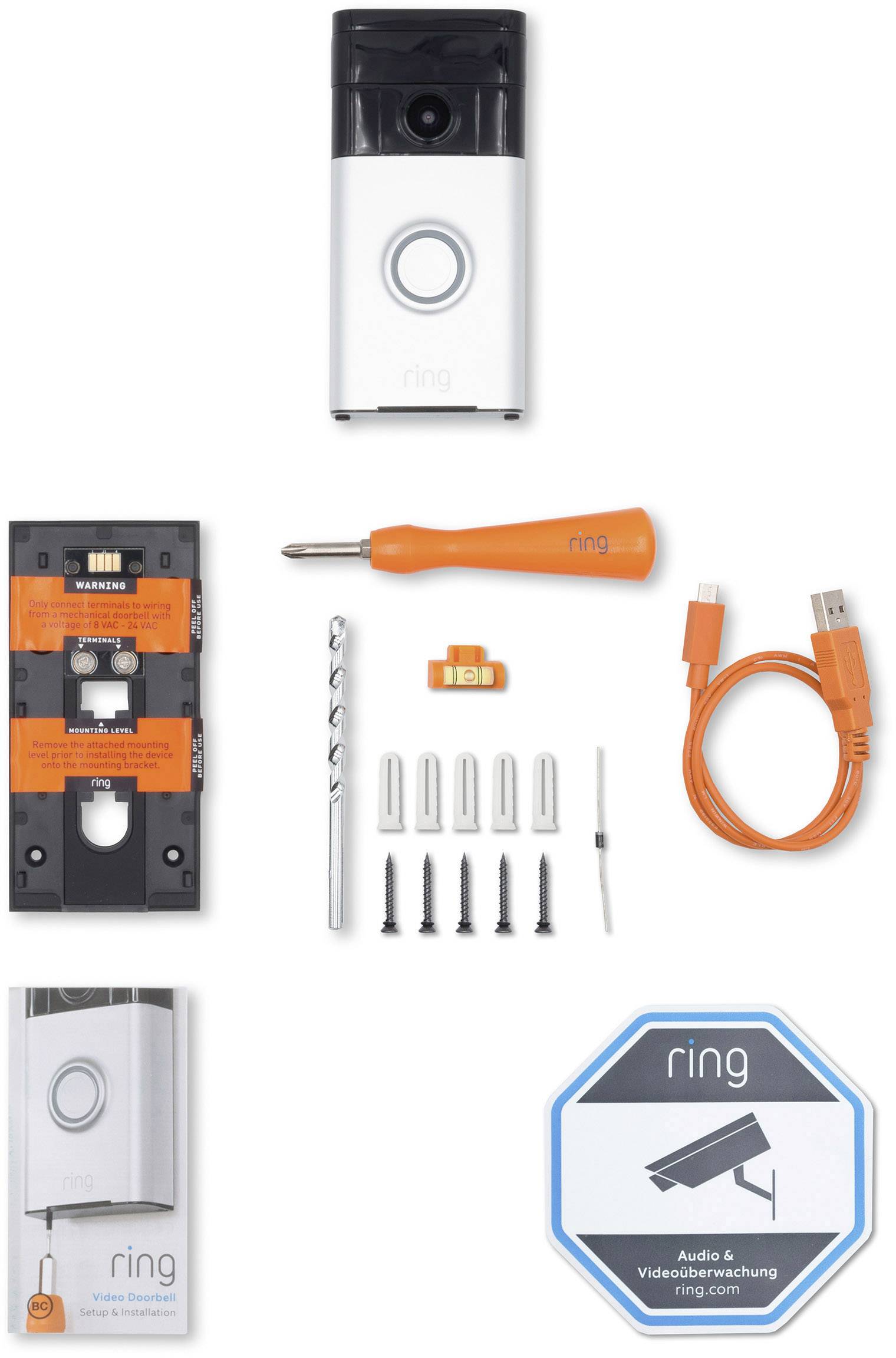 ring 8VR1S5-SEU0 IP-Video-Türsprechanlage  WLAN Außeneinheit 1 Familienhaus Satin-Nickel