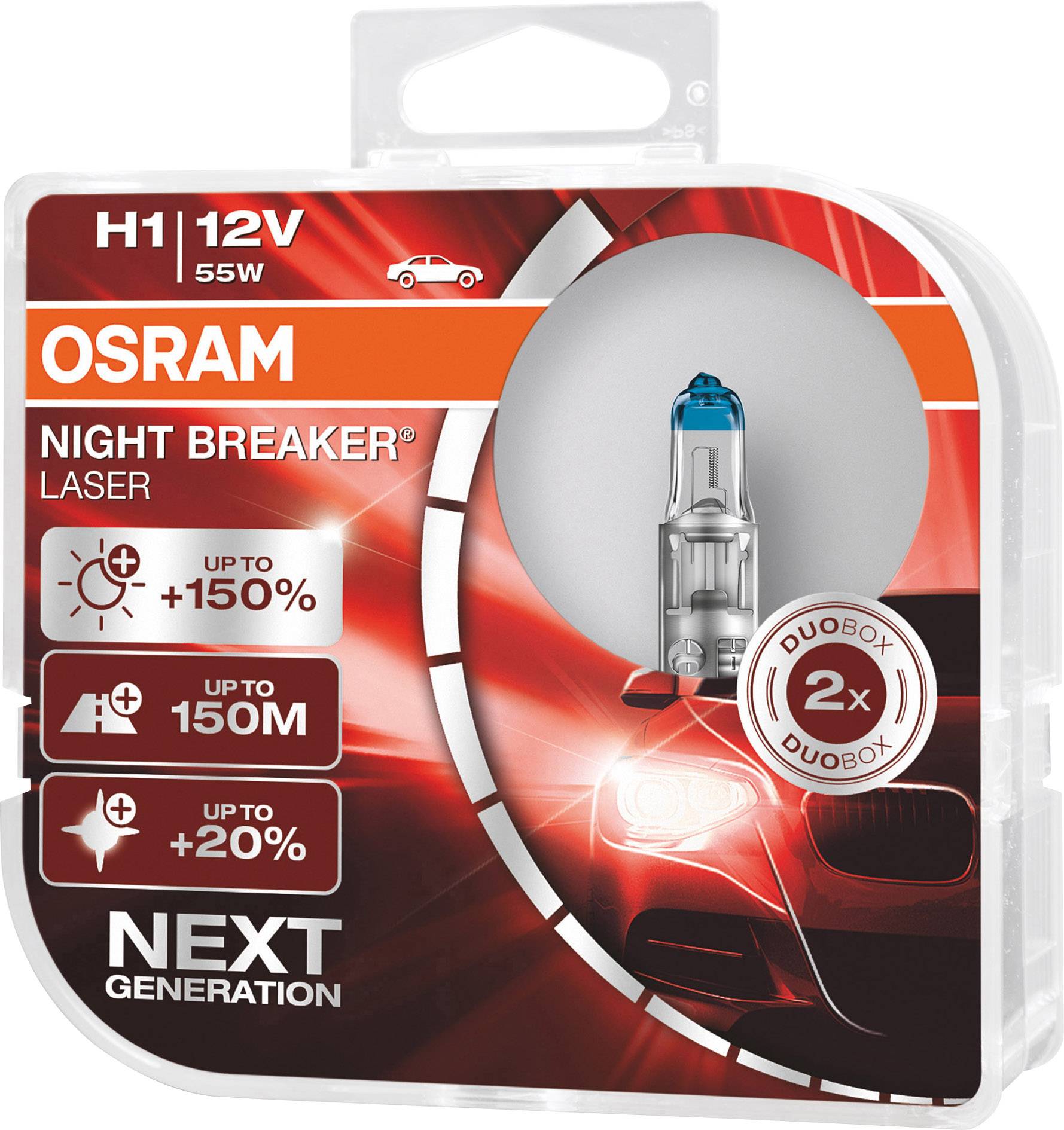 OSRAM 64150NL-HCB Halogen Leuchtmittel Night Breaker® Laser Next Generation H1 55W 12V