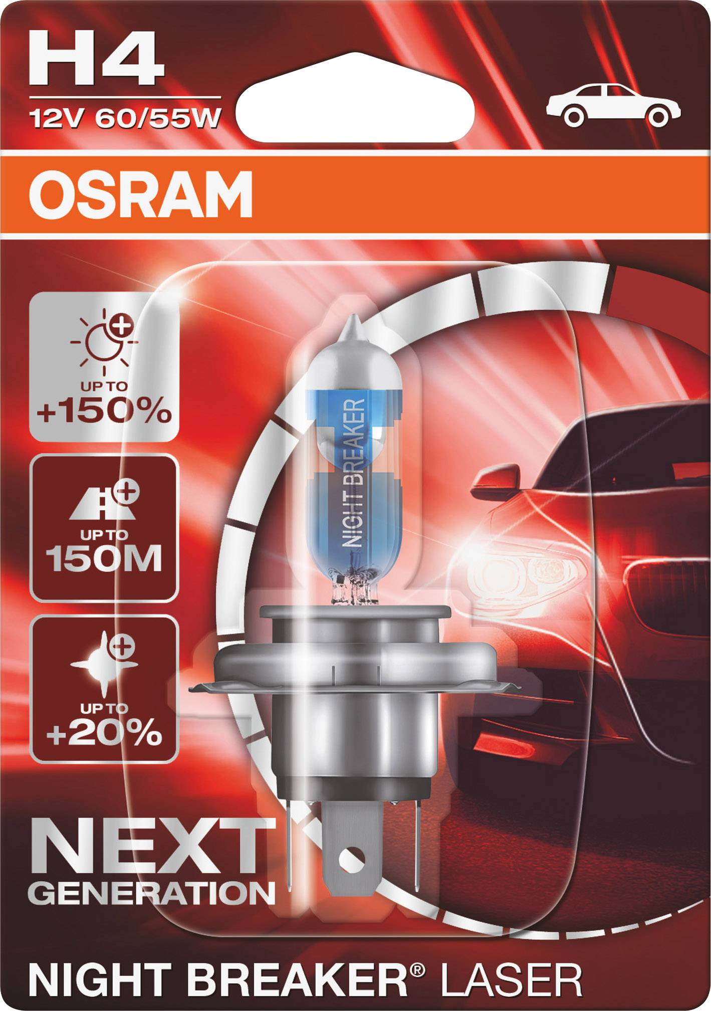 Osram Automotive 64193NL-1BL Halogen Leuchtmittel Night Breaker® Laser Next Generation H4 60/55W 12V
