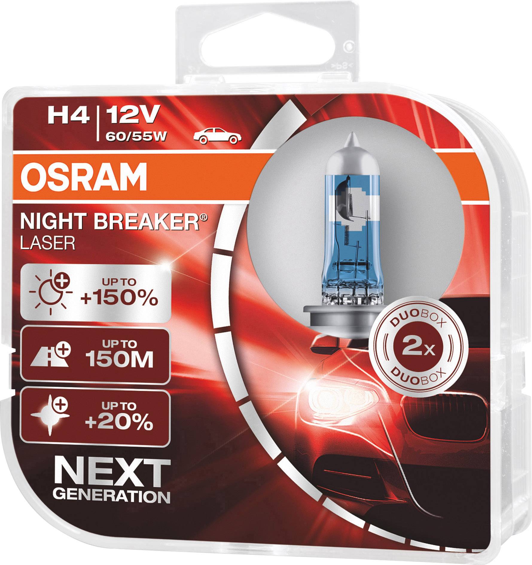 Osram Automotive 4062172387477 Halogen Leuchtmittel Night Breaker® Laser Next Generation H4 60/55W 12V