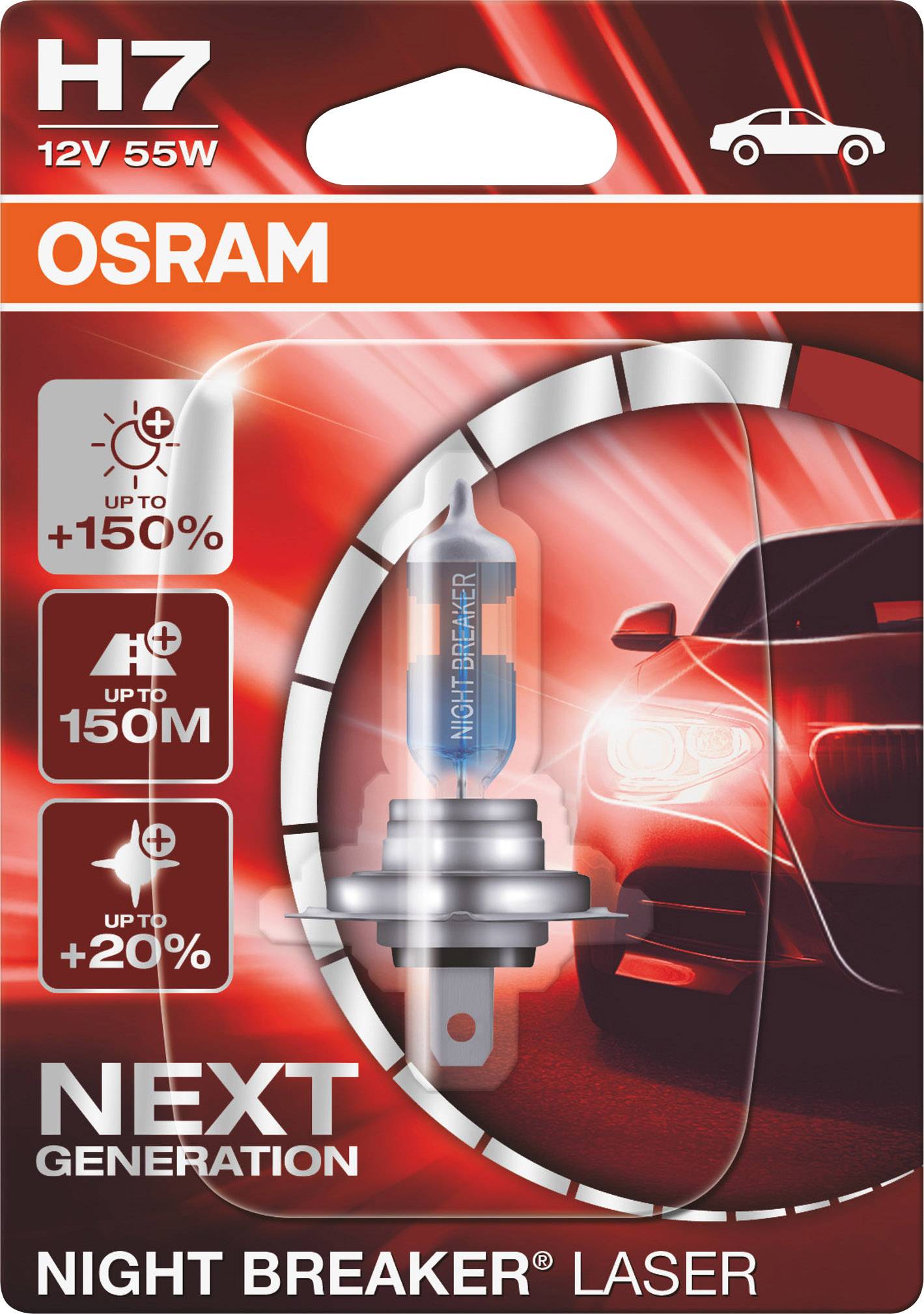 OSRAM 64210NL-01B Halogen Leuchtmittel Night Breaker® Laser Next Generation H7 55W 12V