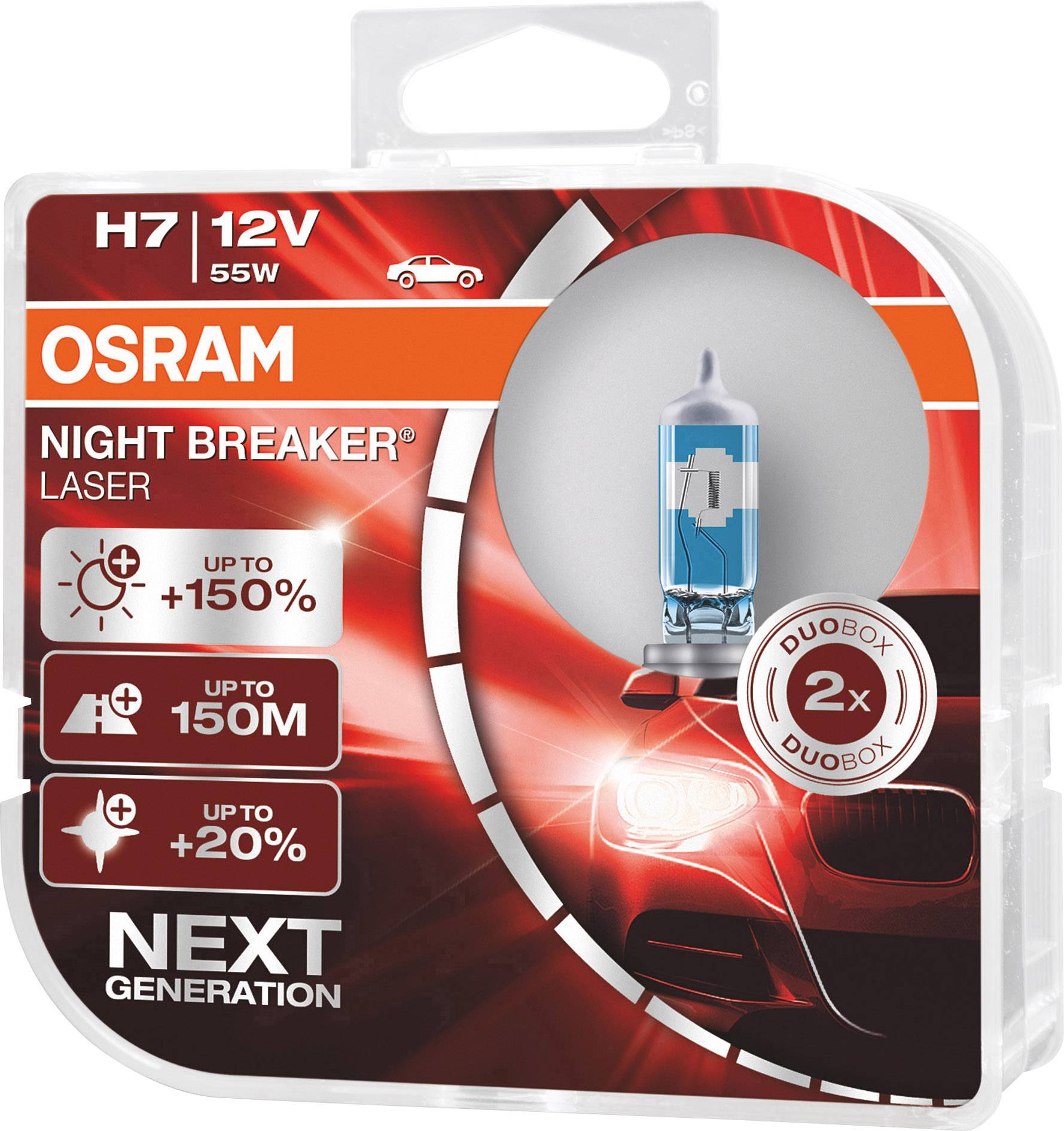 OSRAM 64210NL-HCB Halogen Leuchtmittel Night Breaker® Laser Next Generation H7 55W 12V
