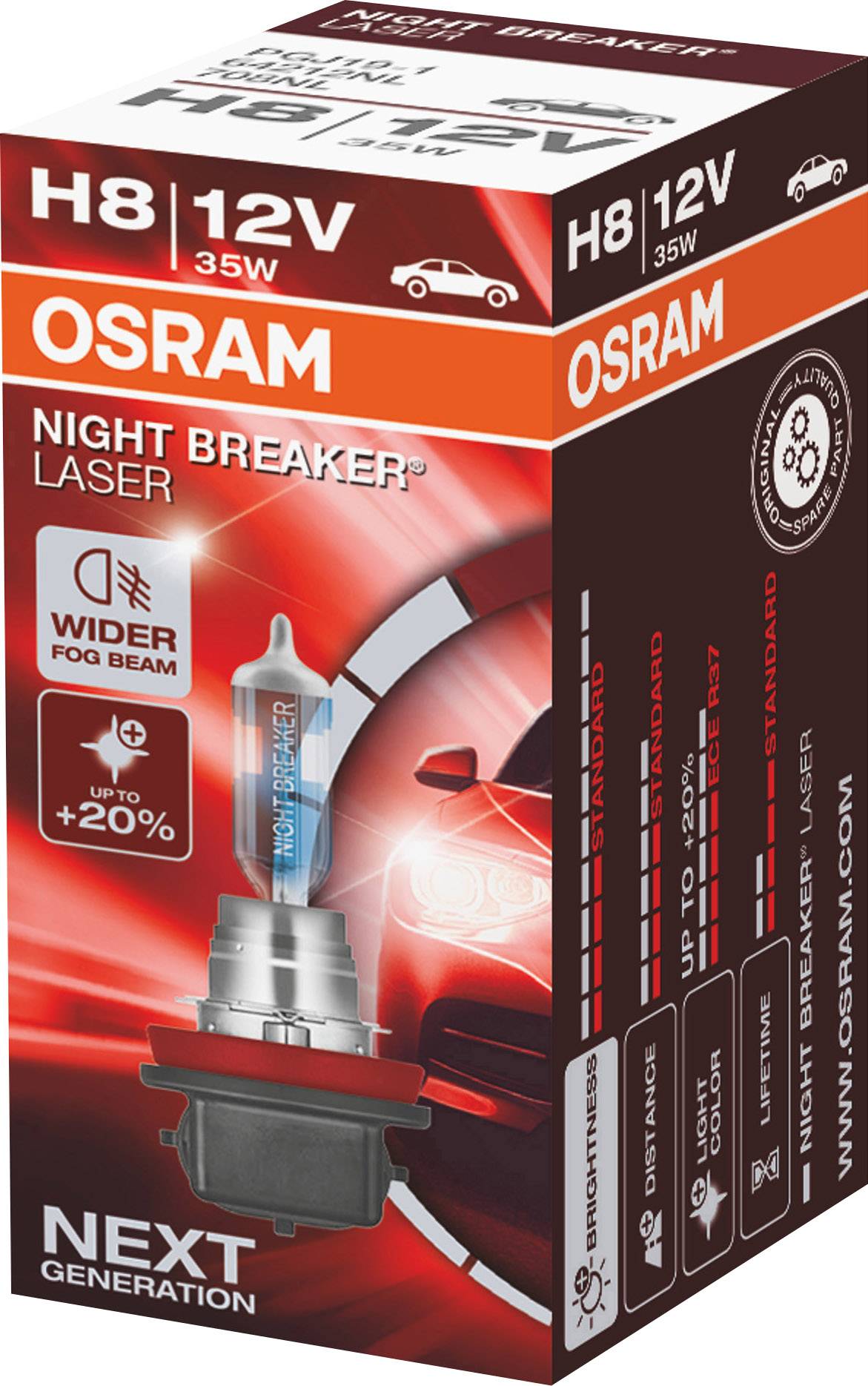 OSRAM 64212NL Halogen Leuchtmittel Night Breaker® Laser Next Generation H8 35 W 12 V