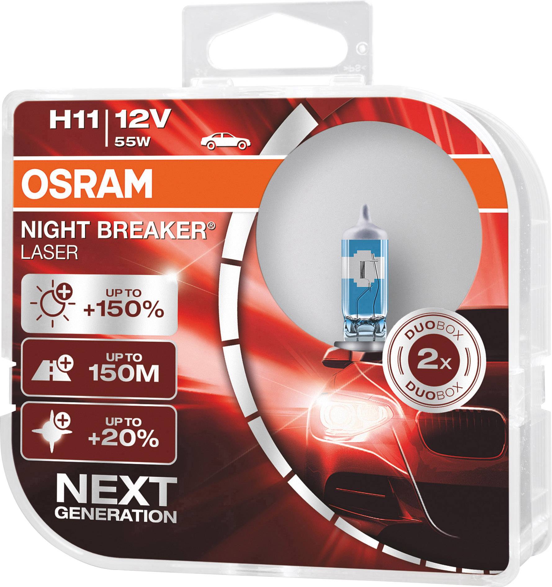 OSRAM 64211NL-HCB Halogen Leuchtmittel Night Breaker® Laser Next Generation H11 55W 12V