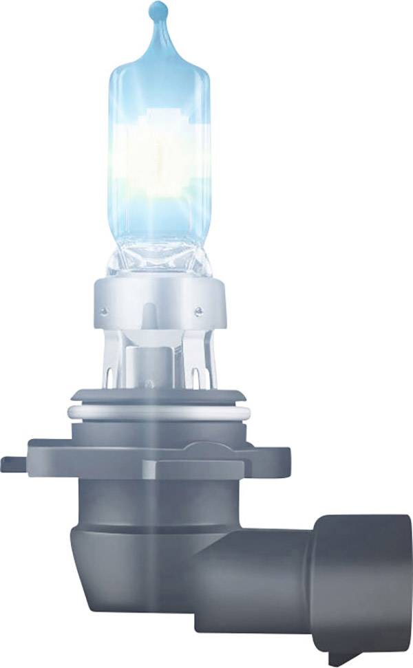 Autolampe, die hell leuchtet, vor weißem Hintergrund. Sie zeigt einen blauen Lichtschein und hat einen rechtwinkligen Sockel.