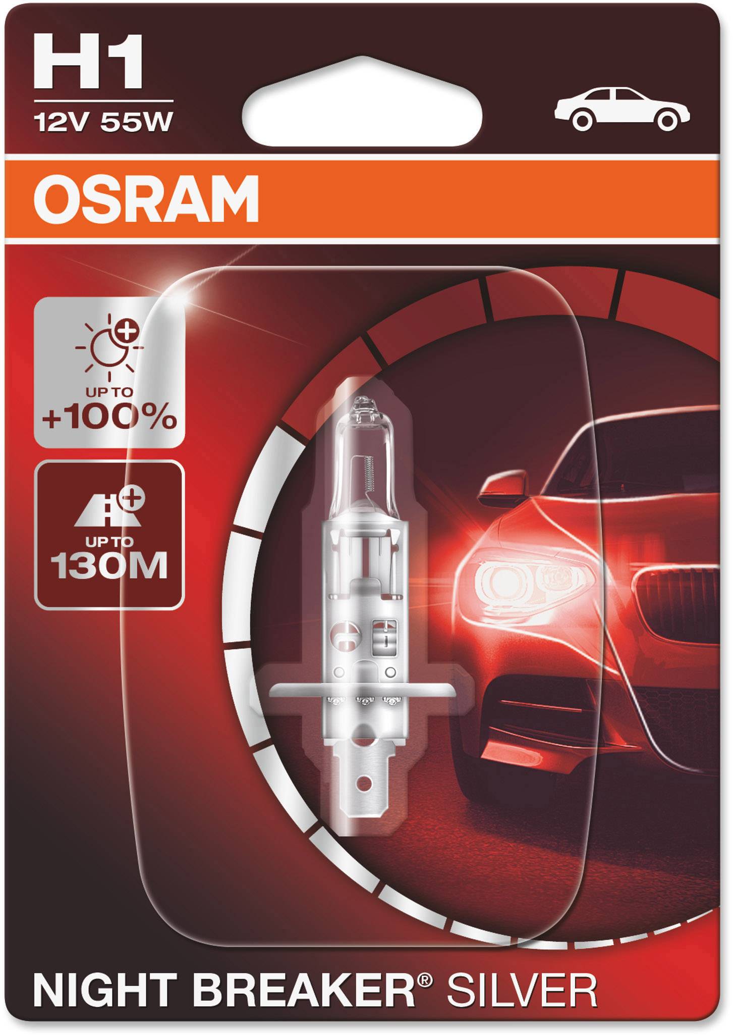 Osram Automotive 4062172395465 Halogen Leuchtmittel Night Breaker® Silver H1 55W 12V