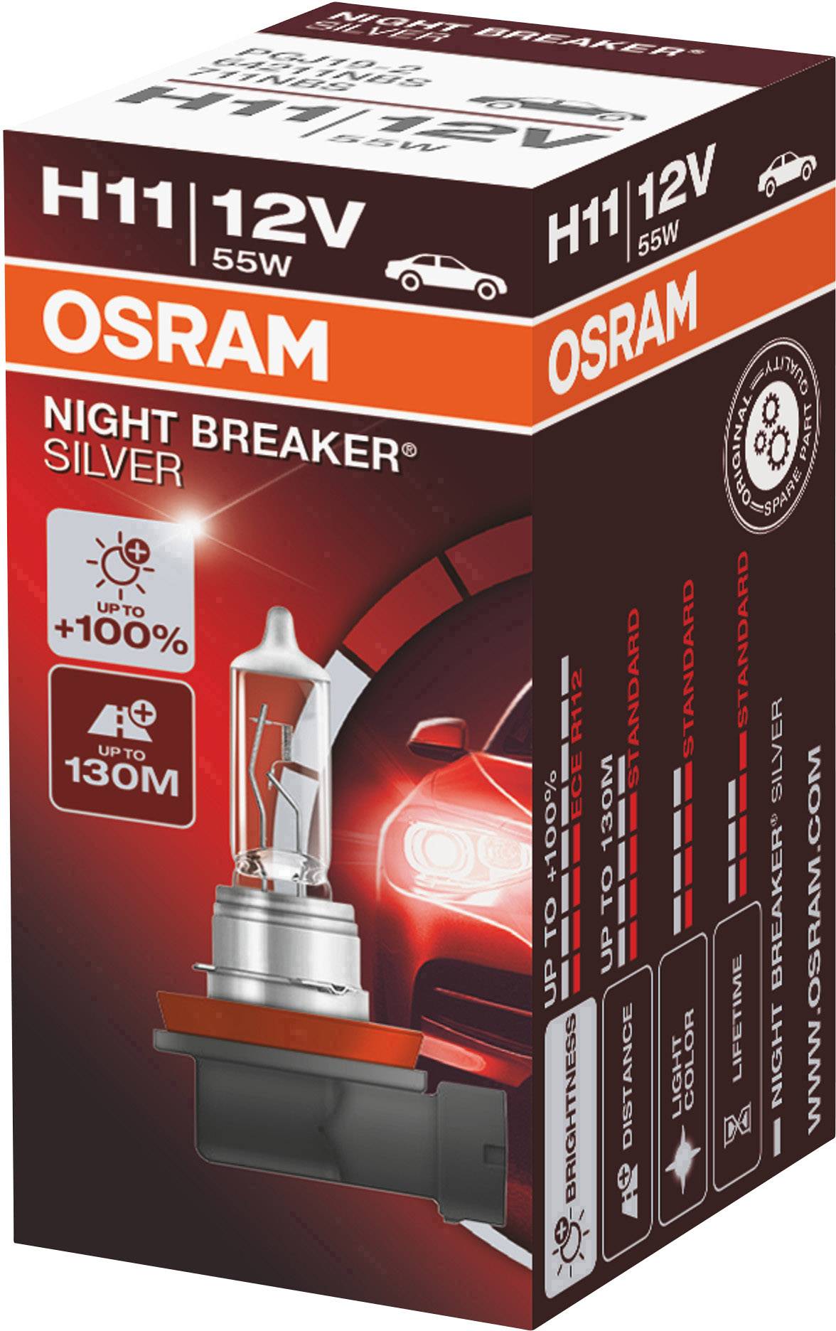 Osram Automotive 64211NBS Halogen Leuchtmittel Night Breaker® Silver H11 55W 12V