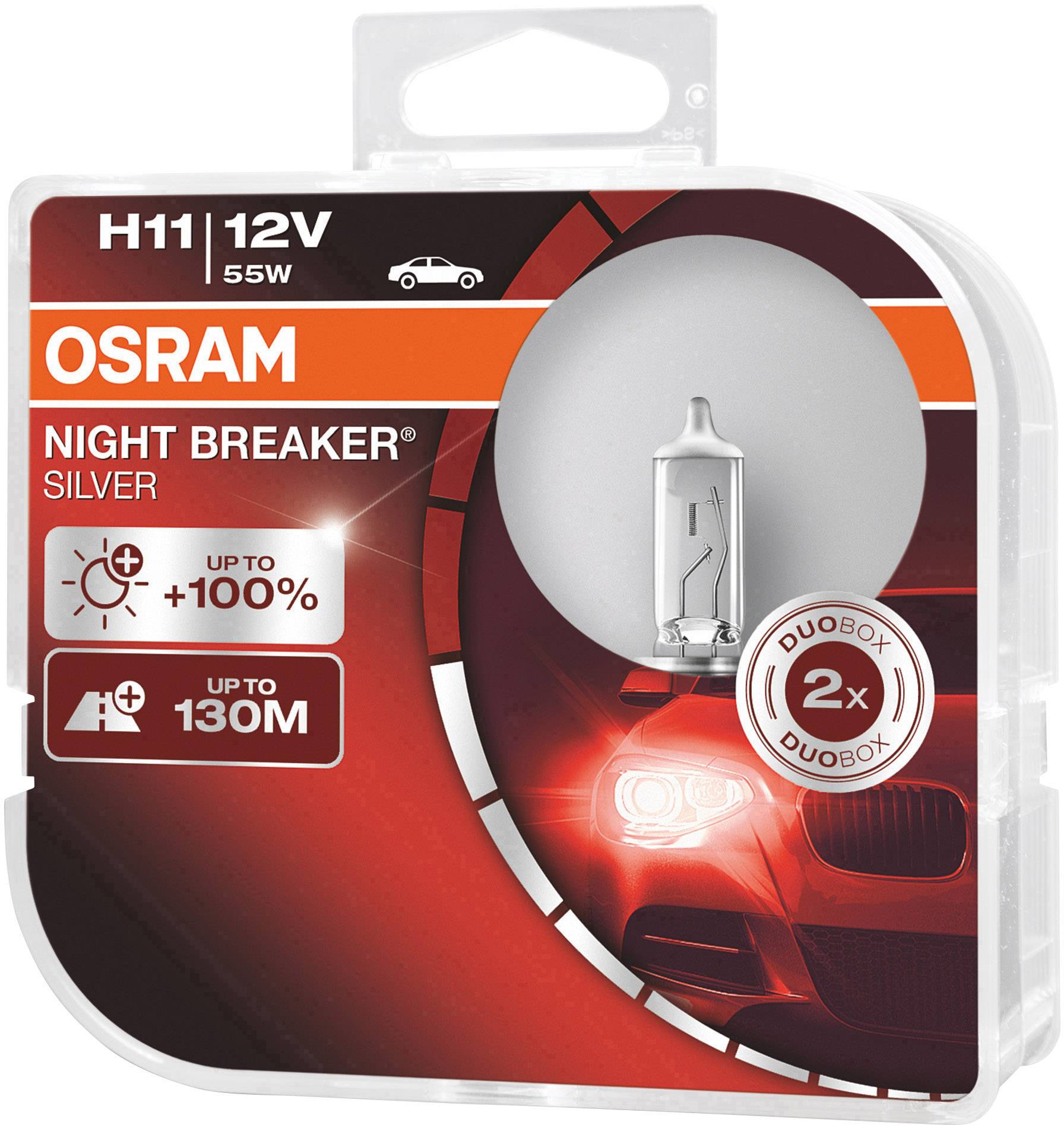 Osram Automotive 64211NBS-HCB Halogen Leuchtmittel Night Breaker® Silver H11 55W 12V