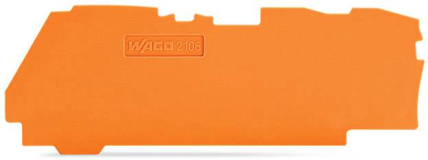 Ein oranges Kunststoffbauteil mit dem Aufdruck 'WAGO 2106'. Es könnte Teil eines technischen oder elektrischen Geräts sein.