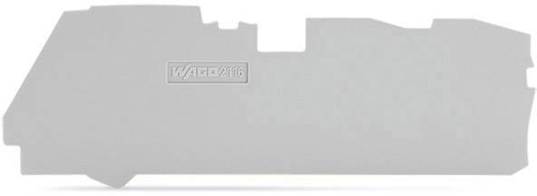 Graues Kunststoff-Schalttafelteil mit der Aufschrift 'WAGO 249-116', wird für elektrische Verdrahtung verwendet.