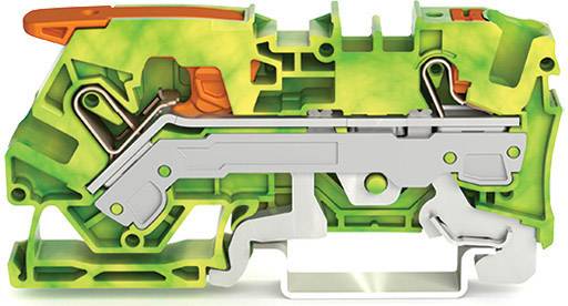 Querschnitt eines technischen Bauteils mit verschiedenen farbigen Schichten und Metallkomponenten, zeigt innere Mechanismen.