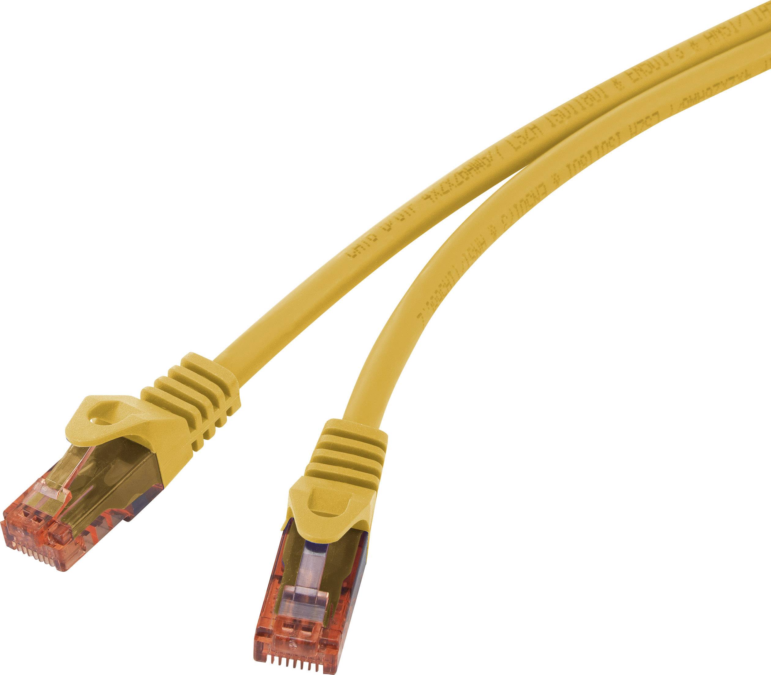 Basetech BT-1719389 RJ45 Netzwerkkabel, Patchkabel CAT 6 U/UTP 25.00cm Gelb mit Rastnasenschutz, Halogenfrei 1St.