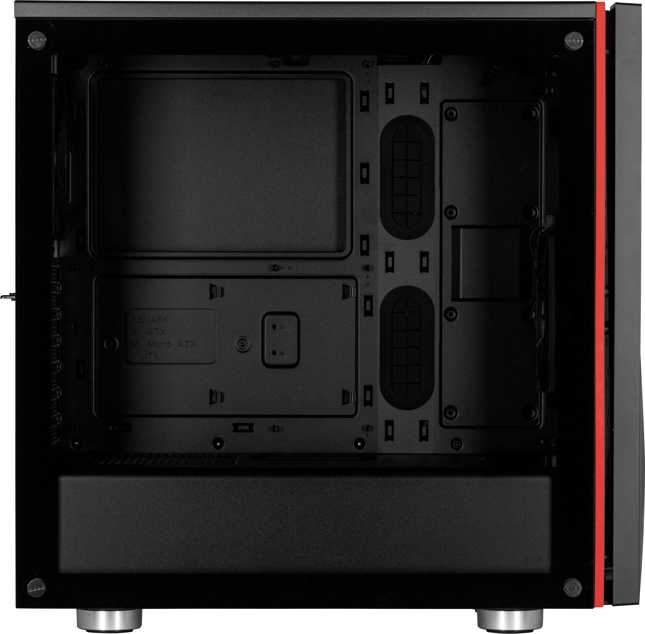 Corsair Spec-06 Tempered Glass Midi-Tower PC-Gehäuse Schwarz, Rot 2 vorinstallierte Lüfter, Integrierte Beleuchtung