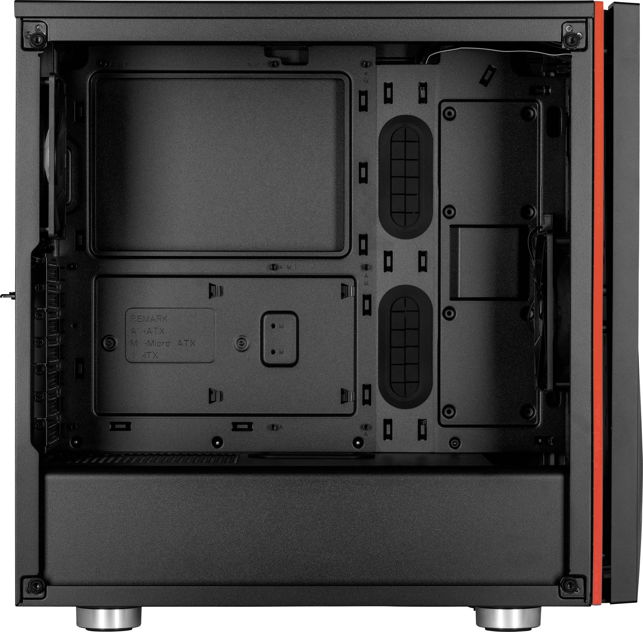 Corsair Spec-06 Tempered Glass Midi-Tower PC-Gehäuse Schwarz, Rot 2 vorinstallierte Lüfter, Integrierte Beleuchtung