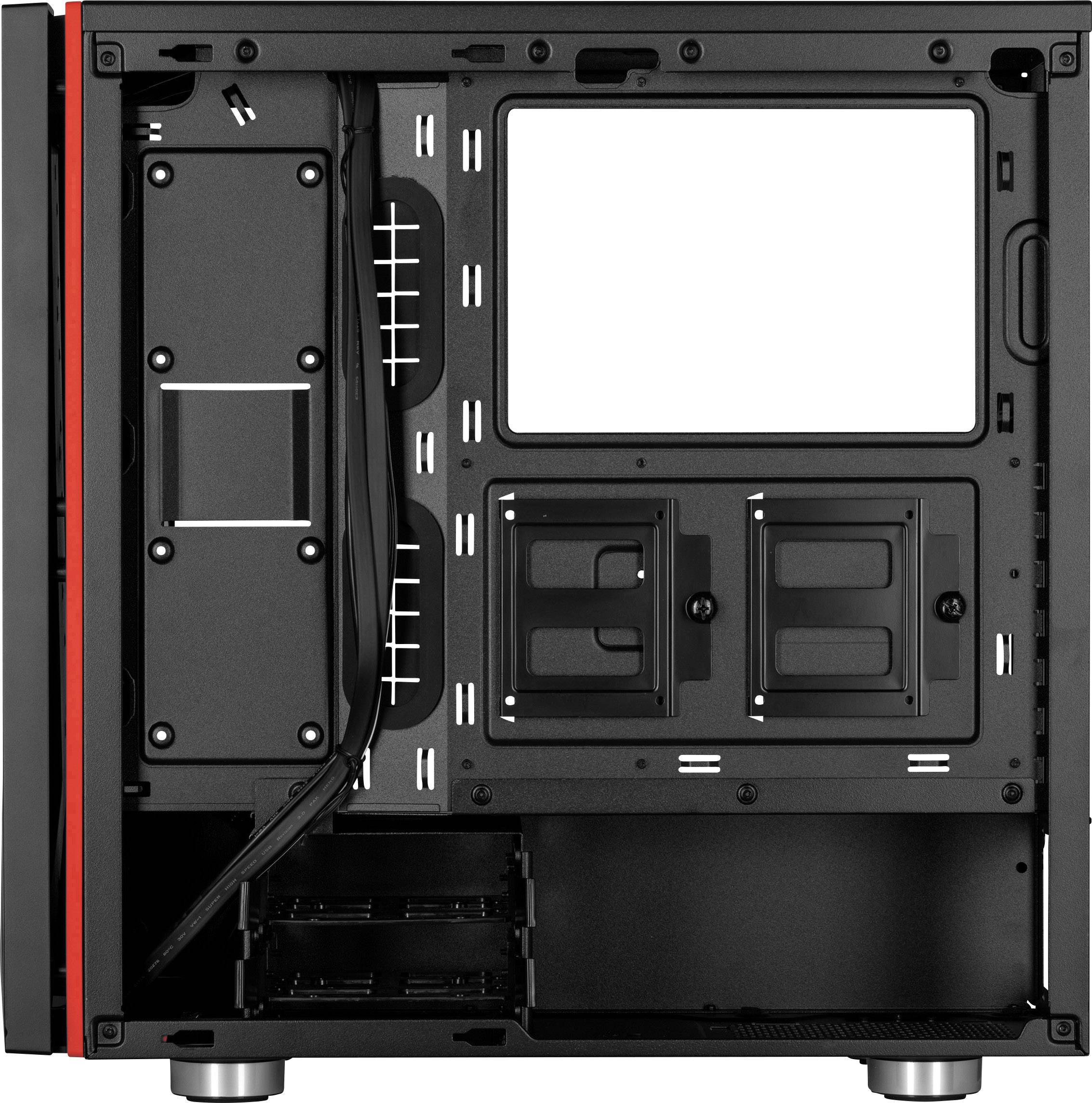 Corsair Spec-06 Tempered Glass Midi-Tower PC-Gehäuse Schwarz, Rot 2 vorinstallierte Lüfter, Integrierte Beleuchtung