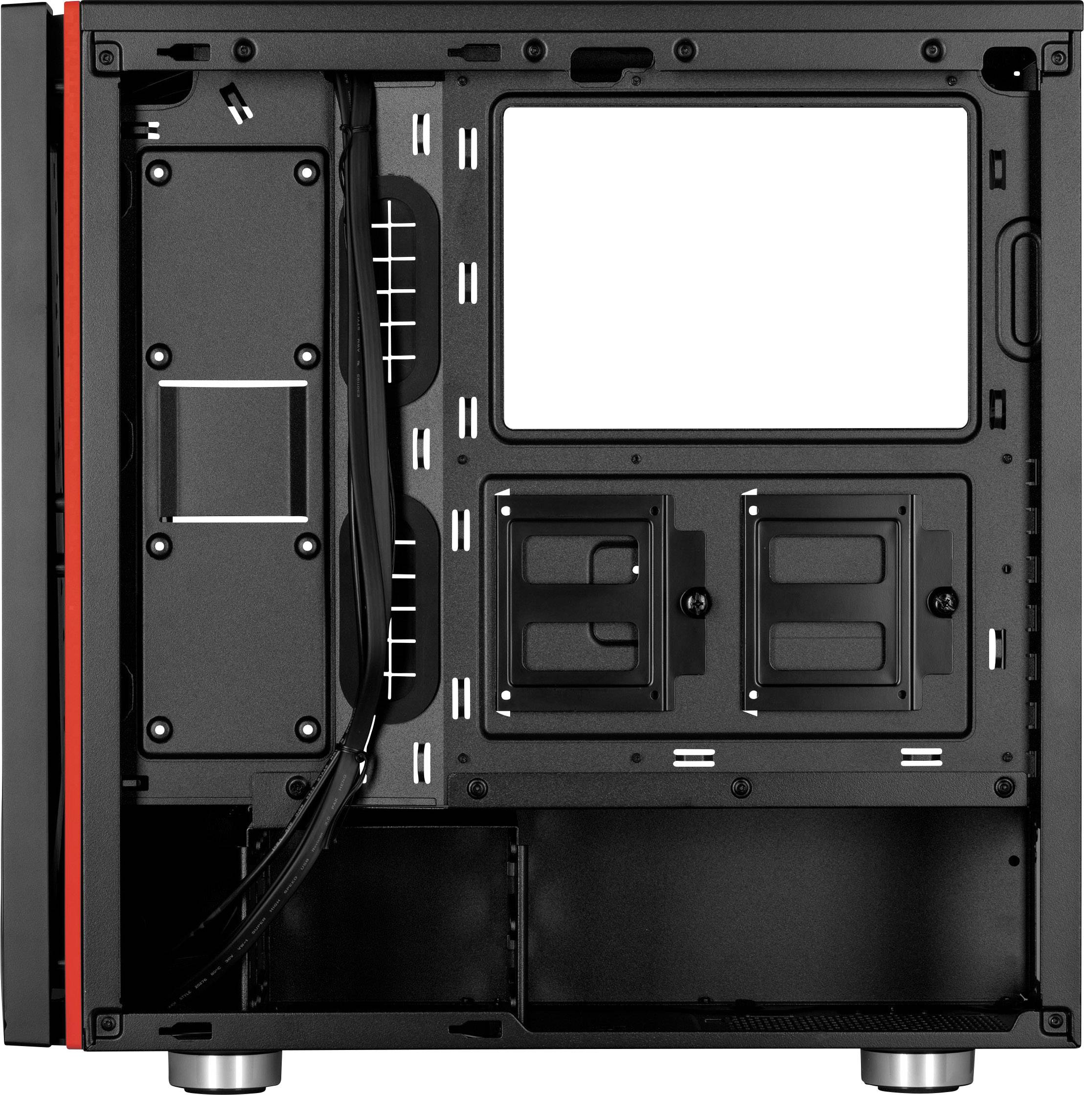 Corsair Spec-06 Tempered Glass Midi-Tower PC-Gehäuse Schwarz, Rot 2 vorinstallierte Lüfter, Integrierte Beleuchtung
