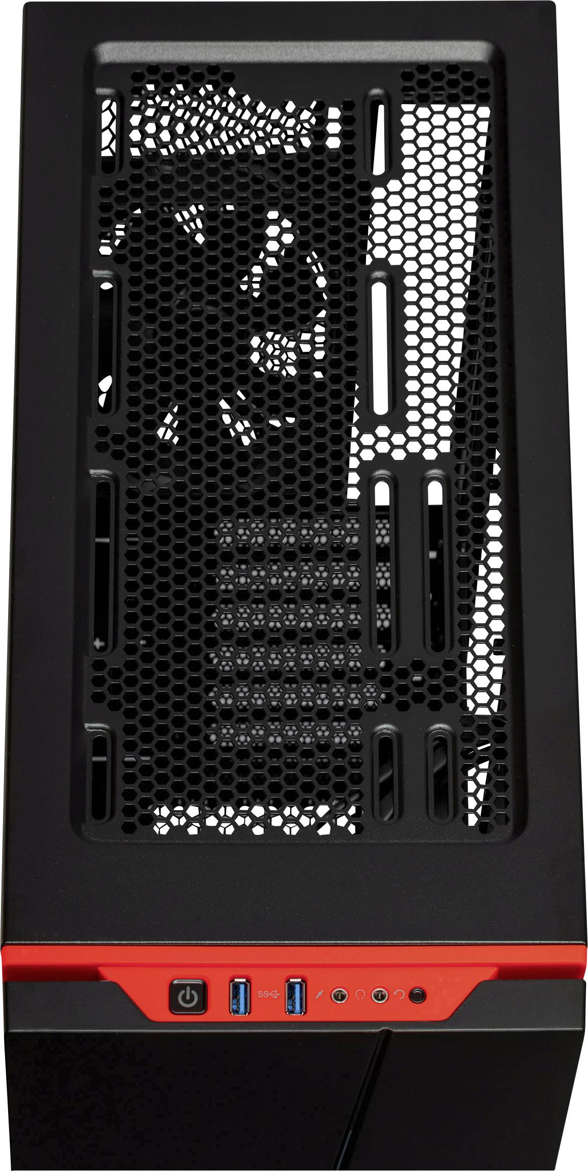 Corsair Spec-06 Tempered Glass Midi-Tower PC-Gehäuse Schwarz, Rot 2 vorinstallierte Lüfter, Integrierte Beleuchtung