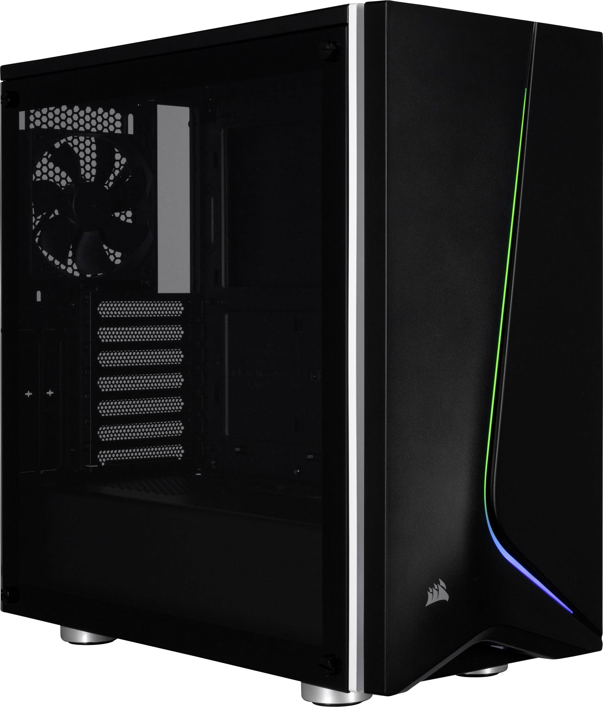 Corsair Spec-06 Tempered Glass RGB Midi-Tower PC-Gehäuse Schwarz, RGB 2 vorinstallierte Lüfter, Integrierte Beleuchtung