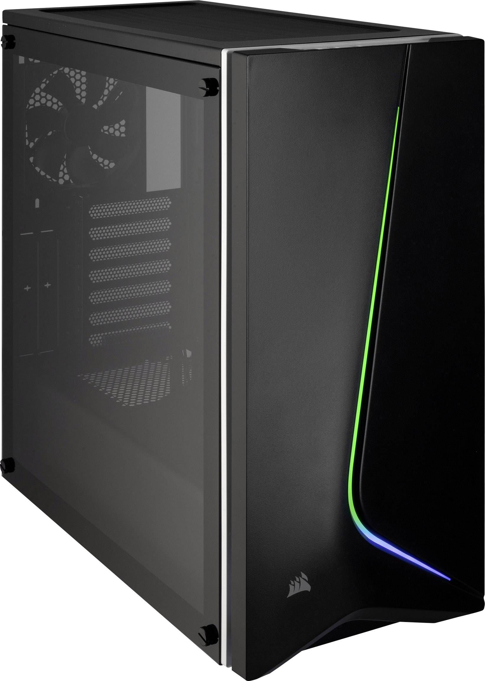 Corsair Spec-06 Tempered Glass RGB Midi-Tower PC-Gehäuse Schwarz, RGB 2 vorinstallierte Lüfter, Integrierte Beleuchtung