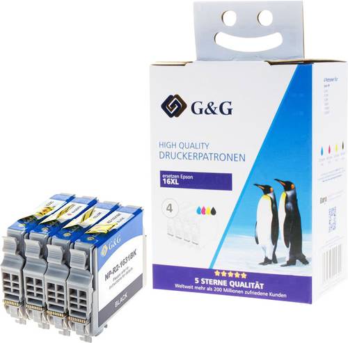 G&G Druckerpatrone ersetzt Epson 16XL, T1636, T1631, T1632, T1633, T1634 Kompatibel Kombi-Pack Schwa