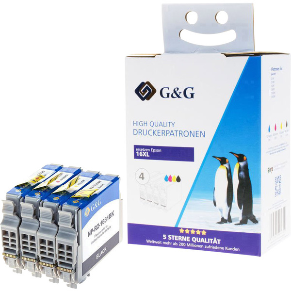 G&G Druckerpatrone ersetzt Epson 16XL, T1636, T1631, T1632, T1633, T1634 Kompatibel Kombi-Pack Schwarz, Cyan, Magenta, Gelb 14802