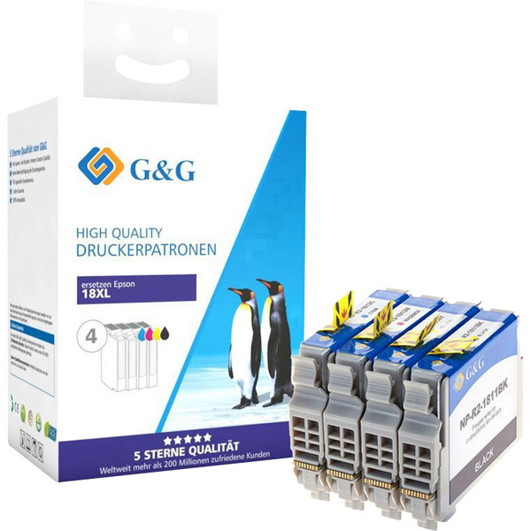 G&G Druckerpatrone ersetzt Epson 18XL, T1816, T1811, T1812, T1813, T1814 Kompatibel Kombi-Pack Schwarz, Cyan, Magenta, Gelb 14803