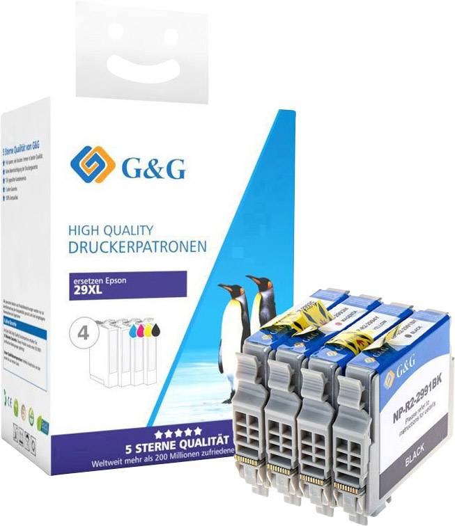 G&G Druckerpatrone ersetzt Epson 29XL, T2996, T2991, T2992, T2993, T2994 Kompatibel Kombi-Pack Schwarz, Cyan, Magenta, Gelb 14806