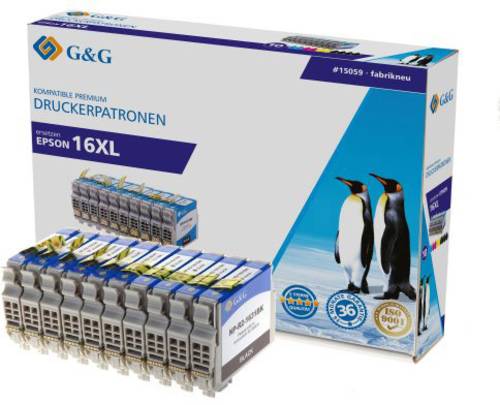 G&G Tinte ersetzt Epson 16XL, T1631, T1632, T1633, T1634, T1636 Kompatibel 10er-Pack Schwarz, Cyan,