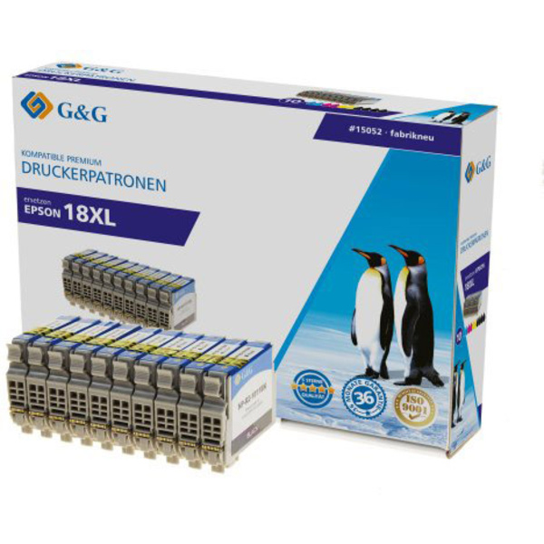 G&G Druckerpatrone ersetzt Epson 18XL, T1816, T1811, T1812, T1813, T1814 Kompatibel Kombi-Pack Schwarz, Cyan, Magenta, Gelb 15052