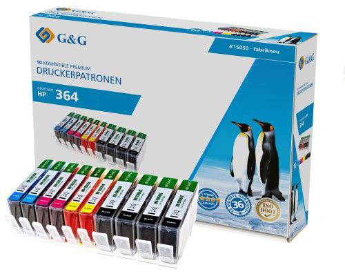 G&G Tinte ersetzt HP 364XL, CN684EE, CB323EE, CB324EE, CB325EE Kompatibel 10er-Pack Schwarz, Cyan, M