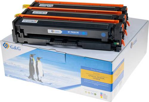 G&G Toner ersetzt HP 201X, CF401X, CF402X, CF403X, CF253XM Kompatibel Kombi-Pack Cyan, Magenta, Gel