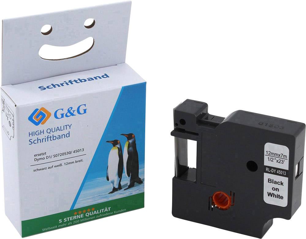 G&G 10286 Kompatibel ersetzt DYMO 45013, S0720530 Bandfarbe: Weiß Schriftfarbe: Schwarz 12 mm 7 m