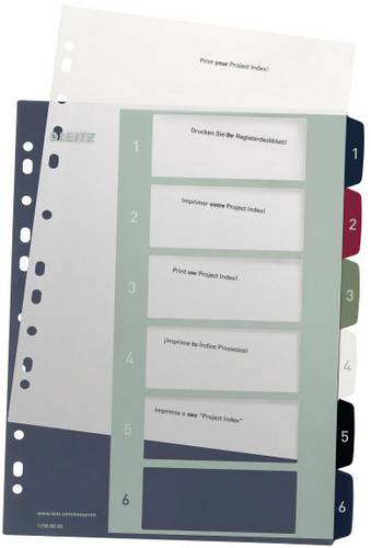 Leitz 1236 Style Register DIN A4 1-6 Polypropylen Mehrfarbig 6 Registerblätter extrabreit, PC-besch