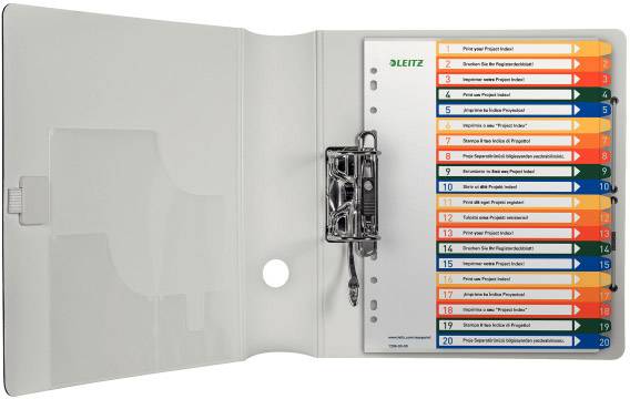 Leitz 1296 Register DIN A4 1-20 Polypropylen Mehrfarbig 20 Registerblätter extrabreit, PC-beschriftbar 12960000