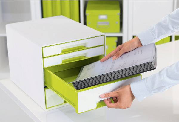 Leitz WOW Cube 5213 5213-20-64 Schubladenbox Weiß 4 x DIN A4 Anzahl der Schubfächer: 4