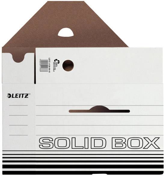 'Leitz Solid Box' Aufbewahrungsbox mit Griff, Streifendesign und Recycling-Symbol auf der Vorderseite.