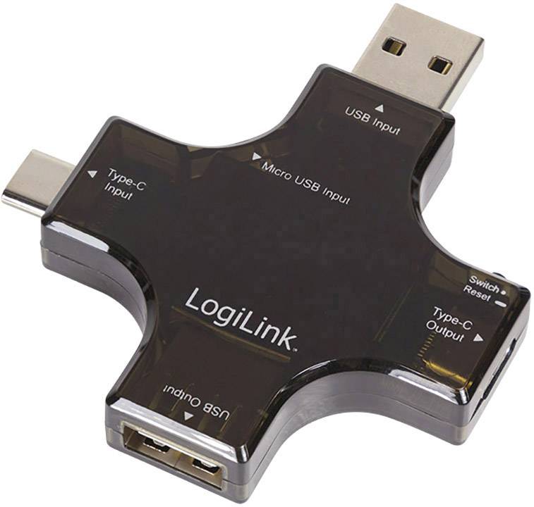 LogiLink Digitales 3-Port Multifunktions-Leistungsmessgerät für USB-C, USB und Micro USB