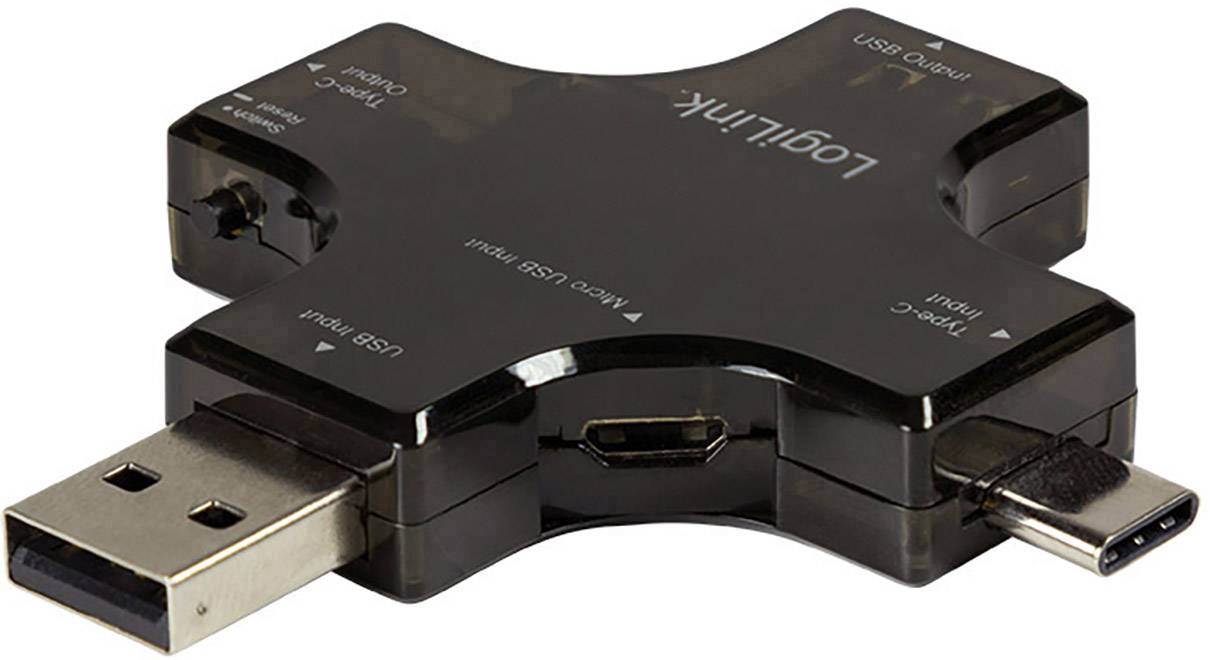 LogiLink Digitales 3-Port Multifunktions-Leistungsmessgerät für USB-C, USB und Micro USB