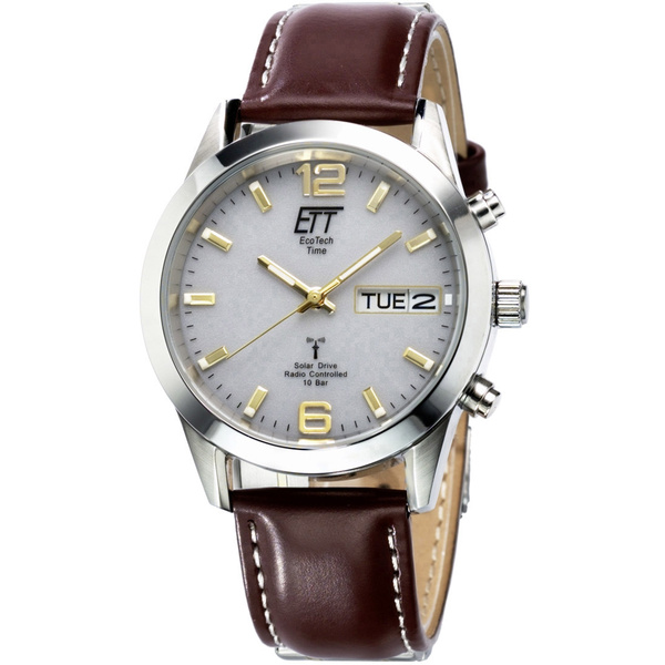 Funk, Solar Armbanduhr EGS-11248-12L (Ø x H) 40 mm x 130 mm Silber Gehäusematerial=Edelstahl Material (Armband)=Leder