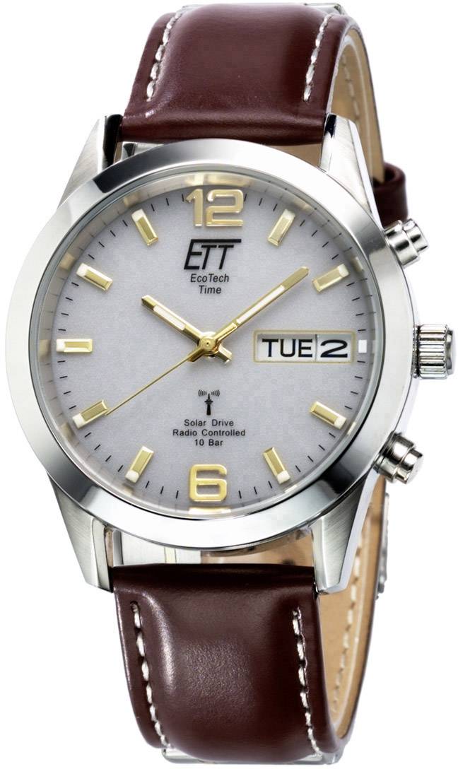 Funk, Solar Armbanduhr EGS-11248-12L (Ø x H) 40mm x 130mm Silber Gehäusematerial=Edelstahl Material (Armband)=Leder