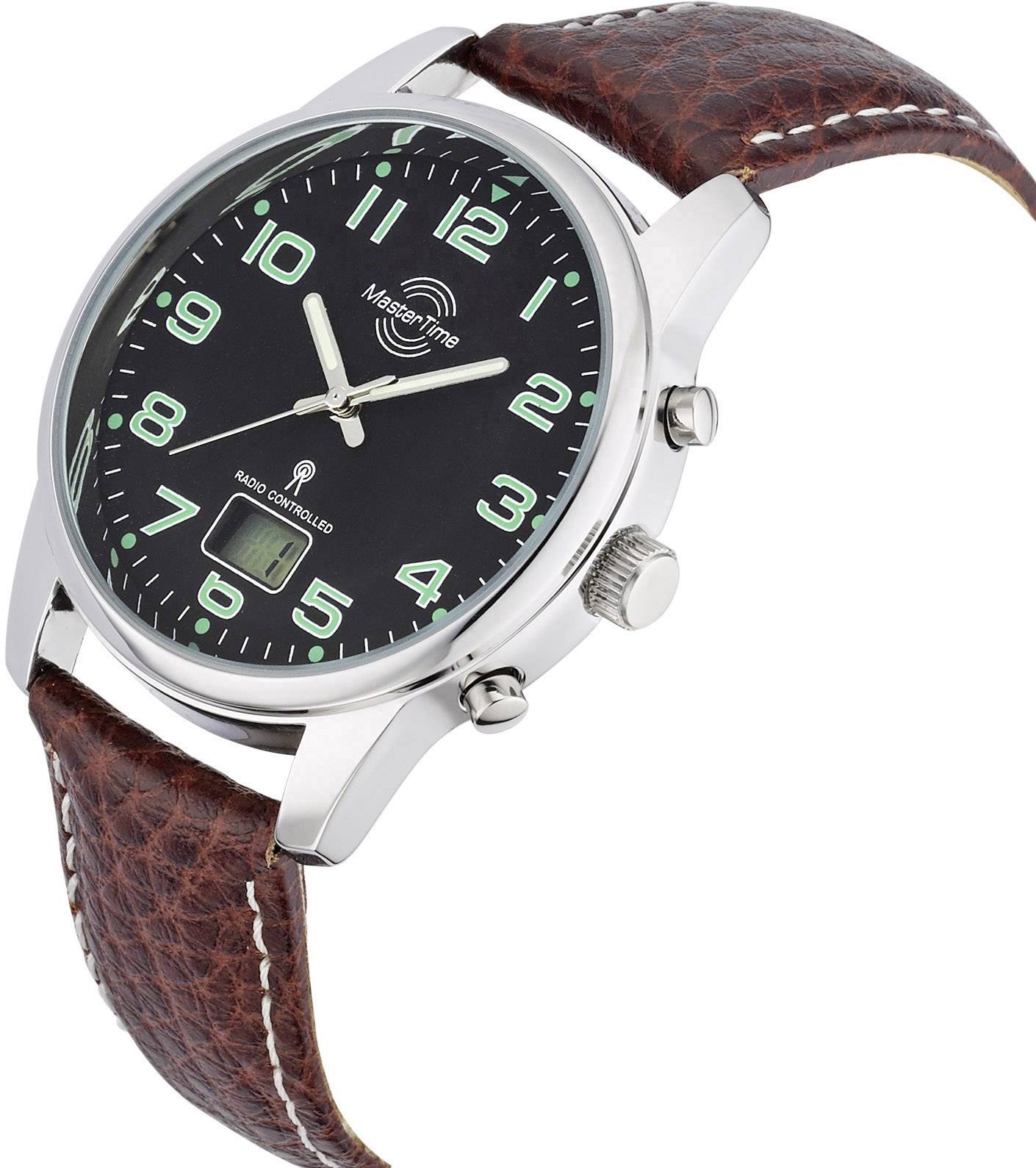 Funk Armbanduhr MTGA-10426-22L (Ø x H) 41mm x 10.5mm Silber Gehäusematerial=Metall Material (Armband)=Leder